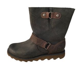 Sorel Scotia Leather Pull-On Boots Waterproof Mid Calf Moto Sz 8